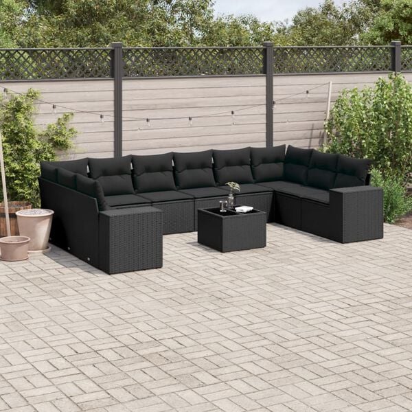 vidaXL Garden Sofa Set Black