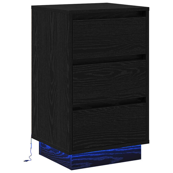 vidaXL Bedside Cabinet with Drawer Black Oak 15.35 x 13.58 x 25.59 in