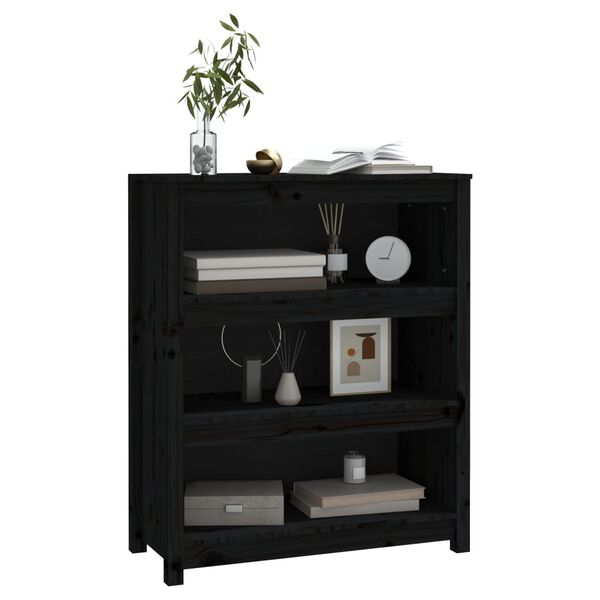 vidaXL Book Cabinet Black Solid pine wood 31.5 x 13.8 x 38.2 in