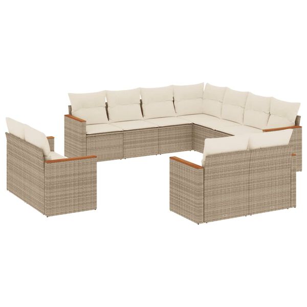 vidaXL Garden Sofa Set Beige PE rattan, Powder-coated steel Large
