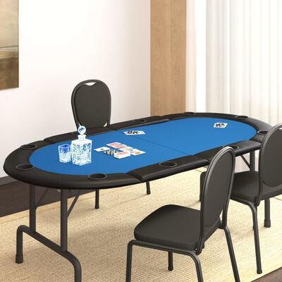 vidaXL 10-Player Folding Poker Tabletop Blue 81.9"x41.7"x1.2"