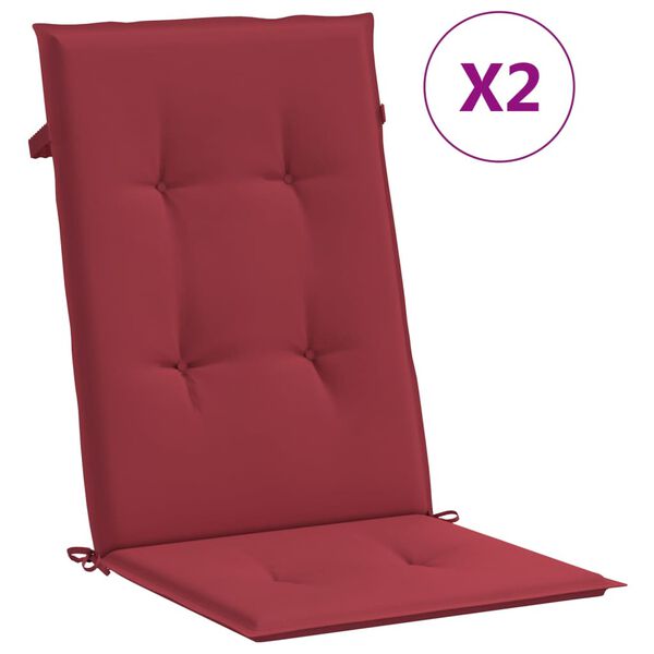 vidaXL Highback Chair Cushion Set of 2 Wine Red Polyester Large