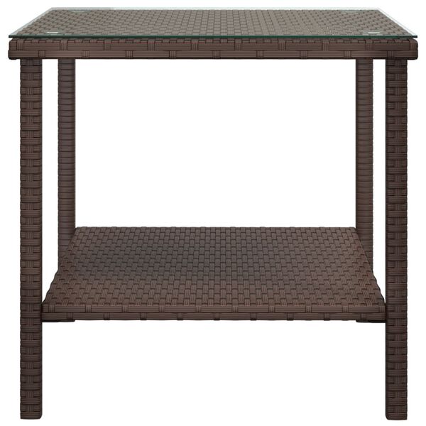 vidaXL Side Table Brown Poly Rattan Small Durable Side Table Square