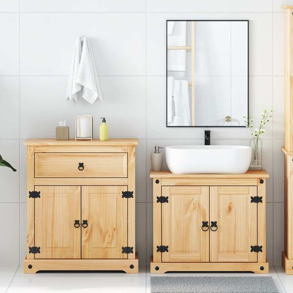 vidaXL Bathroom Furniture Set Honey wax finish