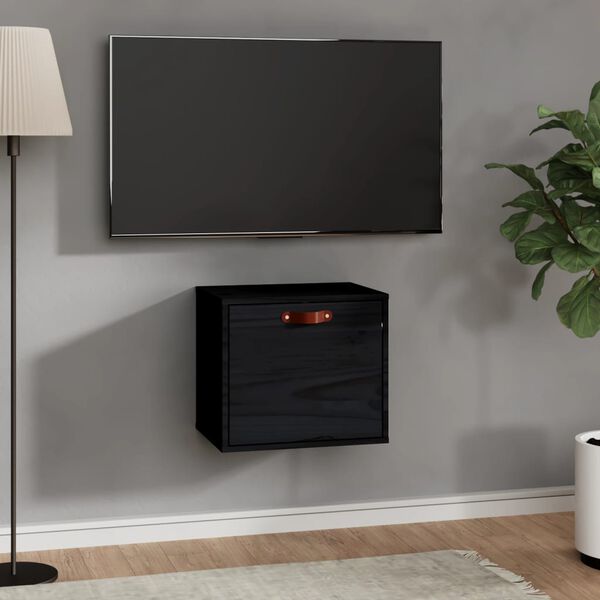 vidaXL Wall Cabinet Black Solid pine wood, engineered wood Compact