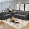 vidaXL Sofa Set Dark grey Wooden frame, polyester fabric, chrome legs