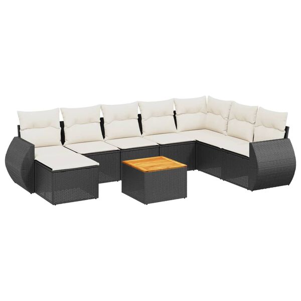 vidaXL Garden Sofa Set Black and Cream White