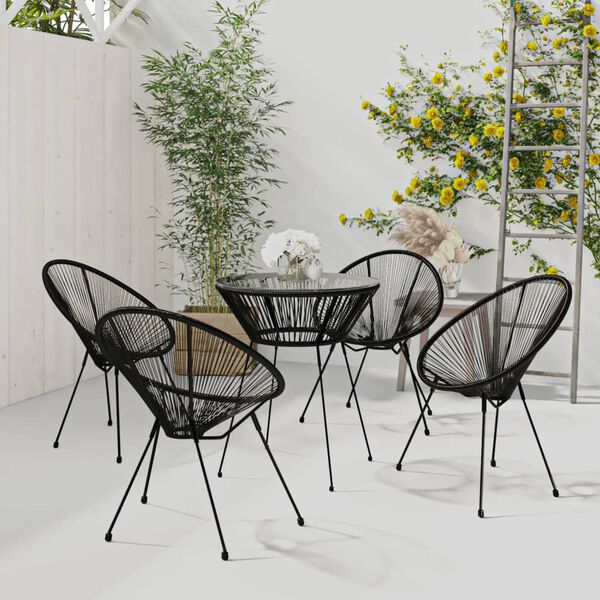 vidaXL Dining Set Black and Transparent