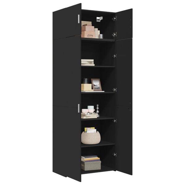 vidaXL Storage Cabinet Black 31.5x16.7x88.6" Engineered Wood