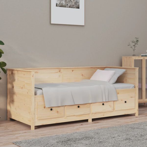 vidaXL Day Bed Natural Wood Solid Pine Wood Single Day Bed Rectangular
