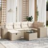 vidaXL Garden Sofa Set Beige Poly Rattan, Steel, Tempered Glass Large