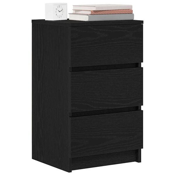 vidaXL Bedside Cabinet Set of 2 Black Engineered wood Medium