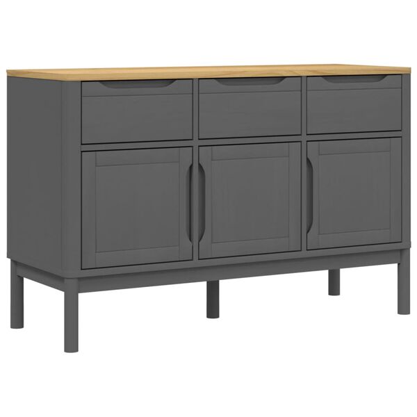 vidaXL Sideboard Grey Solid pine wood, engineered wood Medium Sideboard