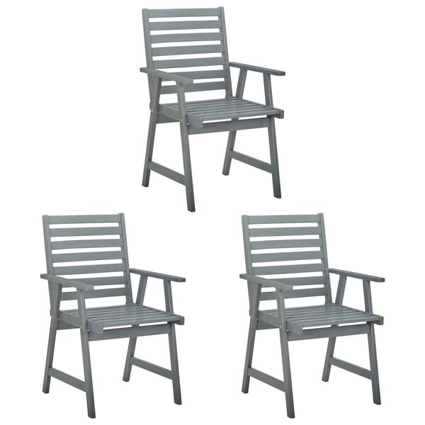 vidaXL Patio Dining Chairs with Cushions 3 pcs Solid Acacia Wood