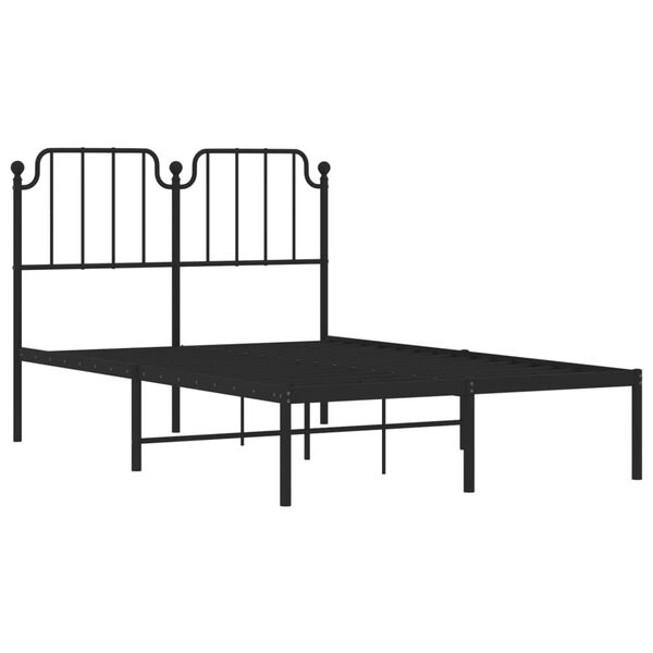 vidaXL Metal Bed Frame without Mattress with Headboard Black 47.2"x74.8"
