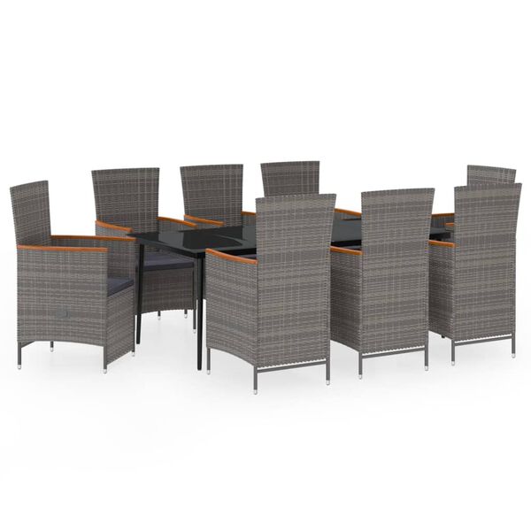 vidaXL Garden Dining Set Grey and Black