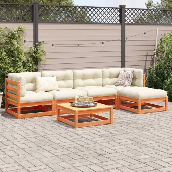 vidaXL Garden Sofa Set Wax Brown Solid pine wood 27.6 in each Modular