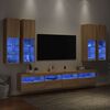 vidaXL 7 Piece TV Wall Stand Set with LED Lights Sonoma Oak