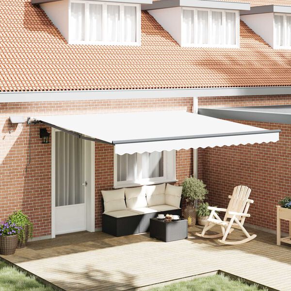 vidaXL Retractable Awning Manual White 157.48" x 118.11" fabric