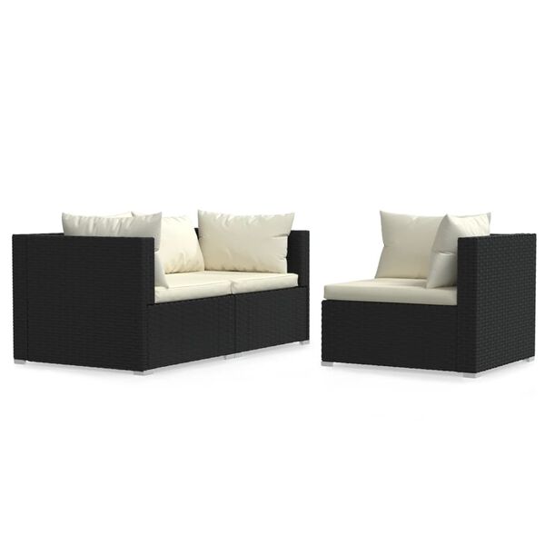 vidaXL Garden Lounge Set Black PE rattan Standard Modular
