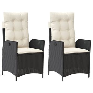 vidaXL Reclining Garden Chair Set of 2 Black PE Rattan