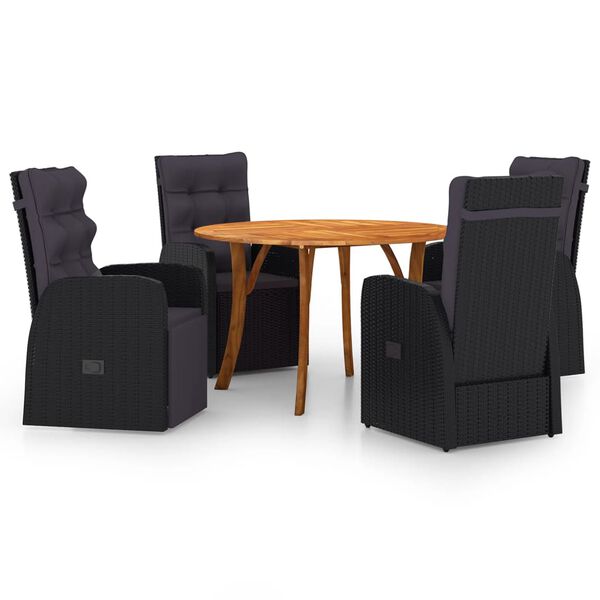 vidaXL 5 Piece Patio Dining Set Black