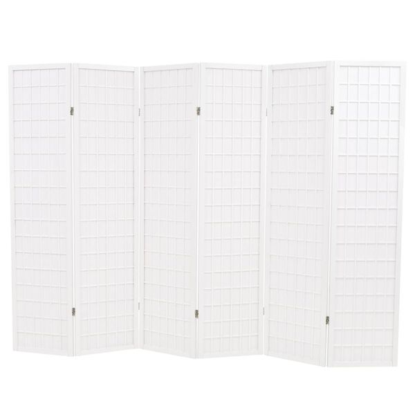 vidaXL Folding 6-Panel Room Divider Japanese Style 94.5"x66.9" White