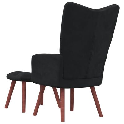 vidaXL Relaxing Chair with a Stool Black Velvet
