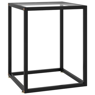vidaXL Coffee Table Black with Tempered Glass 15.7"x15.7"x19.7"