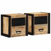 vidaXL Bedside Cabinet Set of 2 Natural Mango Wood Solid Rough Mango Wood