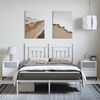 vidaXL Bed Frame White Powder-coated steel King Size Bed Frame