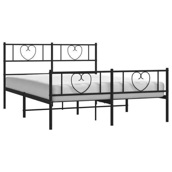 vidaXL Bed Frame Black Powder-Coated Steel 55 x 79 in Bed Frame