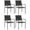 vidaXL Garden Chair Set of 4 Black PE Rattan, Powder-Coated Steel Medium