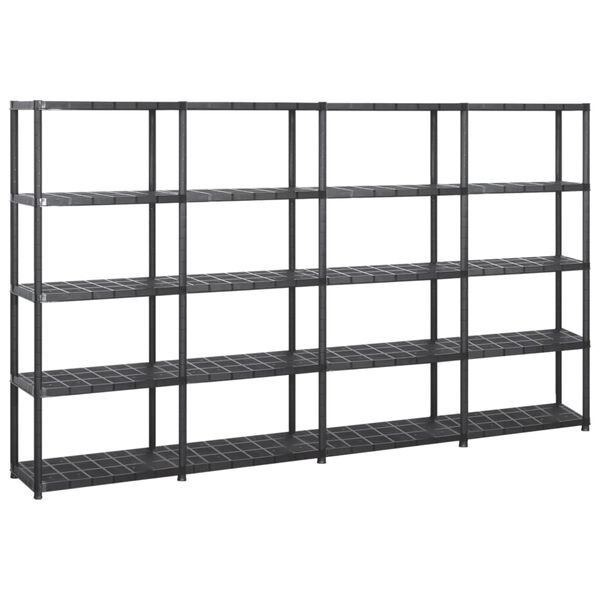 vidaXL Storage Shelf 5-Tier Black 111.8x15.0x66.9" Plastic (4x147684)