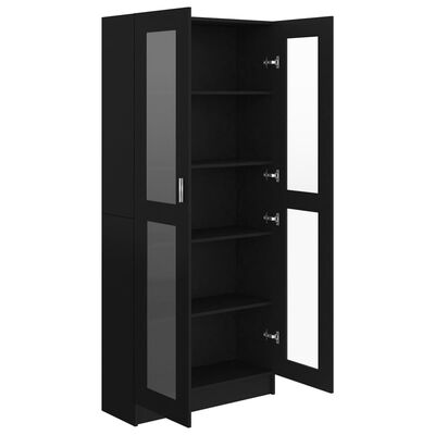 vidaXL Vitrine Cabinet Black 32.5"x12"x73" Engineered Wood