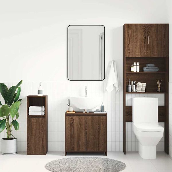 vidaXL Bathroom Cabinet Brown oak Engineered wood Medium