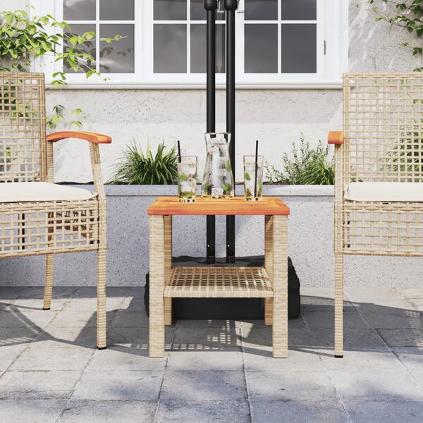 vidaXL Garden Table Beige Poly Rattan Small UV-resistant materials