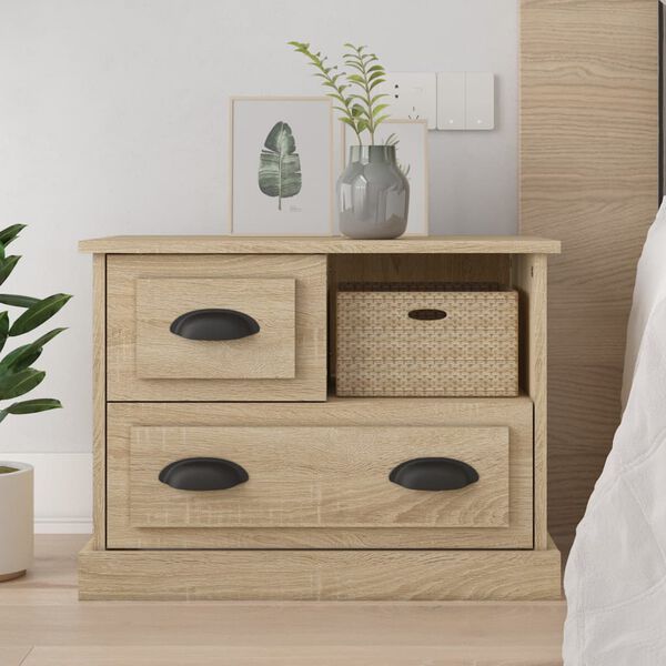 vidaXL Bedside Cabinet Sonoma oak Engineered wood Standard