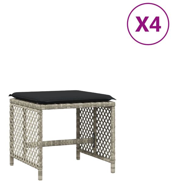 vidaXL Garden Stool Set of 4 Light Gray