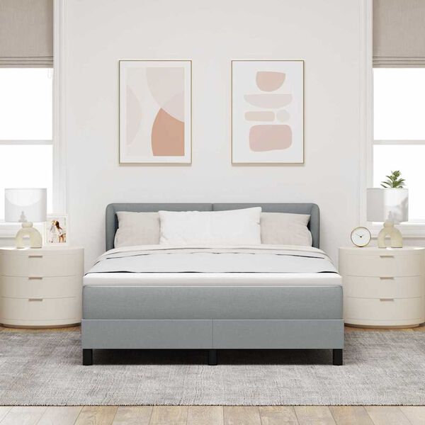 vidaXL Box Spring Bed with Mattress Light gray 55.1" x 74.8" fabric