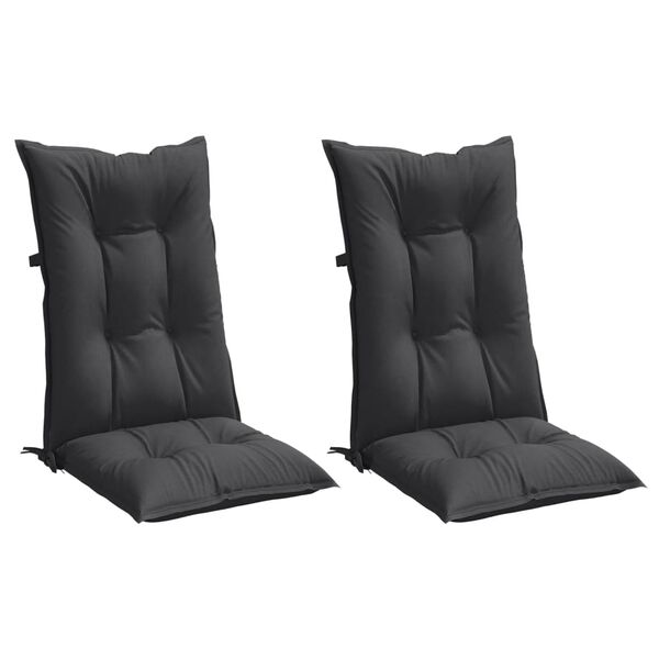 vidaXL Highback Chair Cushion Set of 2 Melange Anthracite 100% Polyester