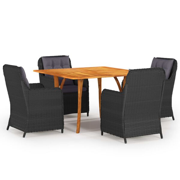 vidaXL Dining Set Black, Dark grey