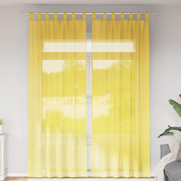 vidaXL Voile Curtains with Loops 2 pcs Yellow 55.1x102.4"