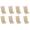 vidaXL Garden Chair Set of 8 Beige, Natural Wood Teak Wood, Polyester