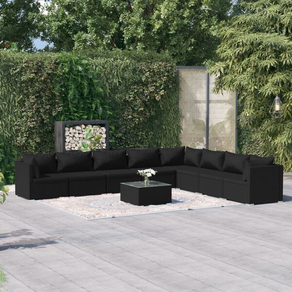 vidaXL Garden Lounge Set Black
