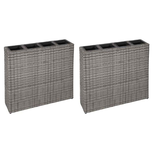vidaXL Raised Bed Grey Poly rattan Medium Garden Planter Rectangular