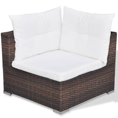 vidaXL 6 Piece Patio Lounge Set with Cushions Poly Rattan Brown