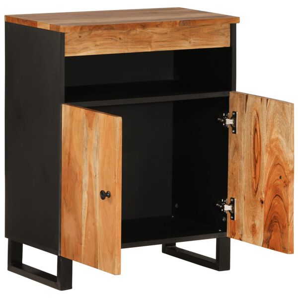 vidaXL Sideboard Natural acacia and black Solid acacia wood and iron