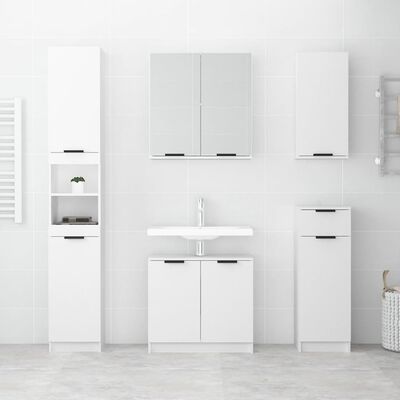 vidaXL Bathroom Cabinet White 12.6"x13.4"x74.2" Engineered Wood