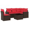 vidaXL 6 Piece Patio Sofa Set with Cushions Brown Poly Rattan